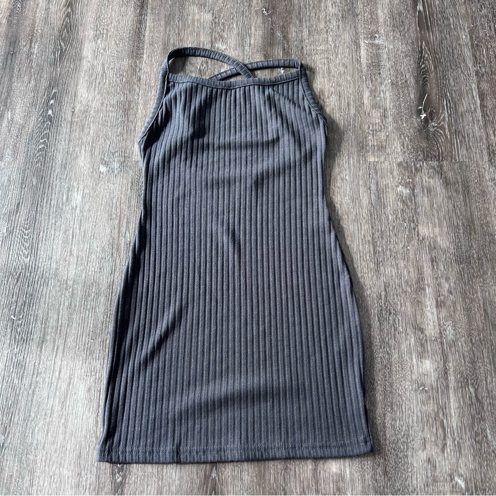 Size small Ribbed Strappy Bodycon Dress - Charcoal